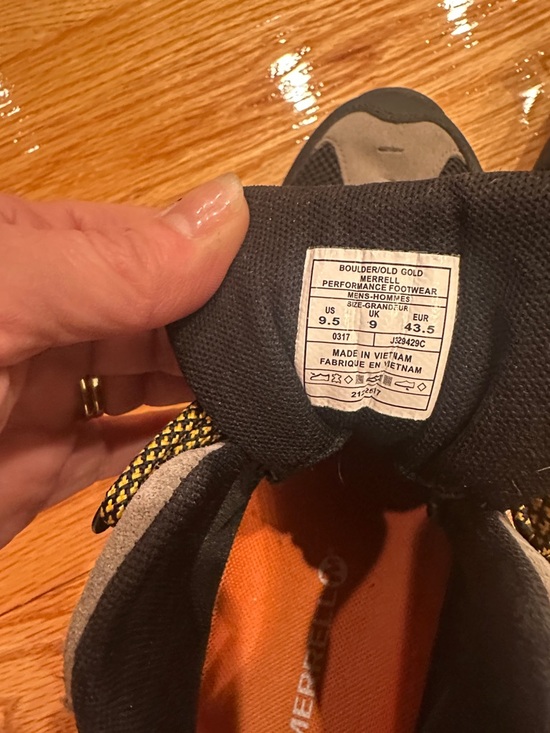 Merrell Black and Gray Athletic Shoes with Yellow Accents - Picture 6 of 8